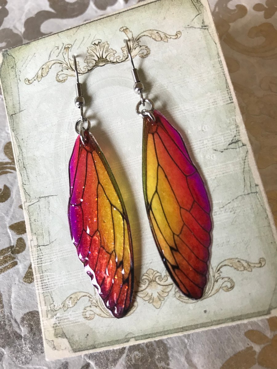 Flame Fairy Wing Surgical Steel Earrings