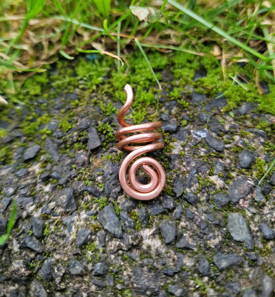 Spiral dreadlock bead, bare copper hair accessories 