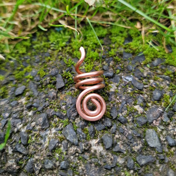 Spiral dreadlock bead, bare copper hair accessories 