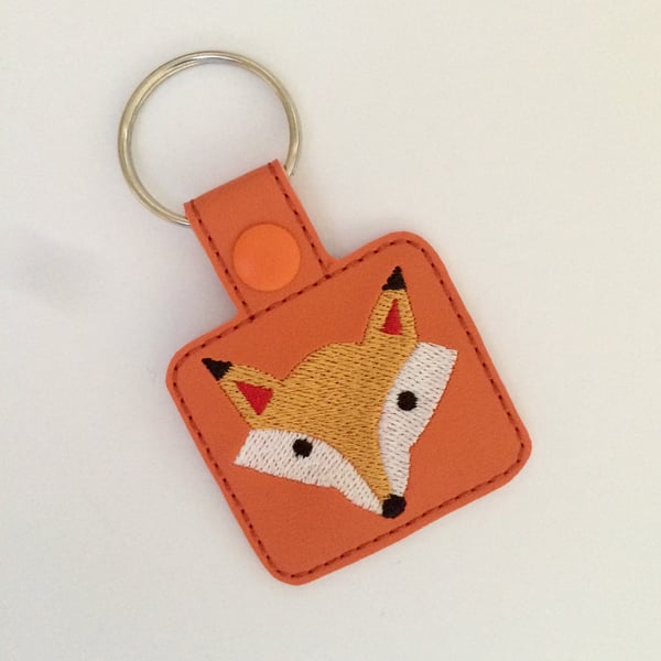 Fox - Fox Keyring - Fox Gift - Embroidered Keyring