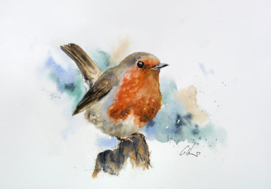 A Robin, Original Watercolour Painting.