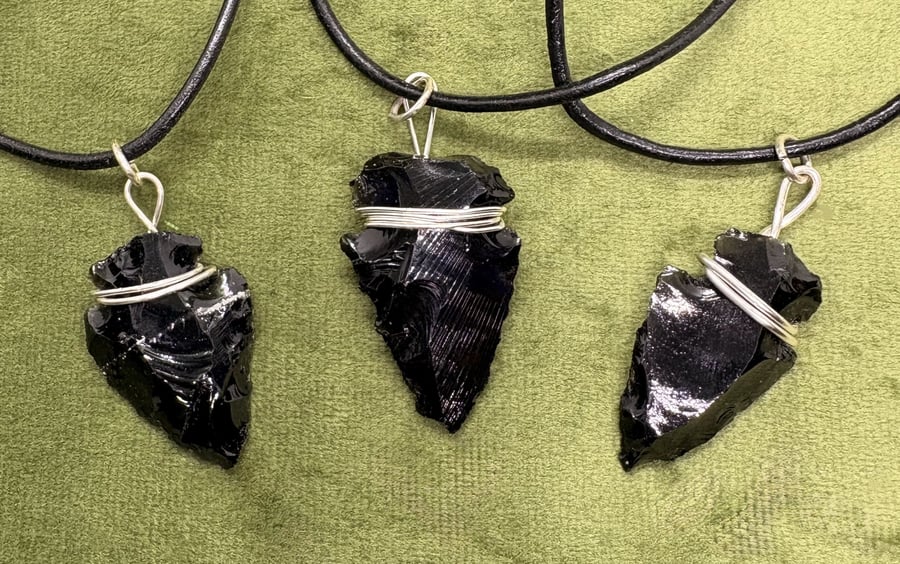 Apache Tears Arrowhead pendant