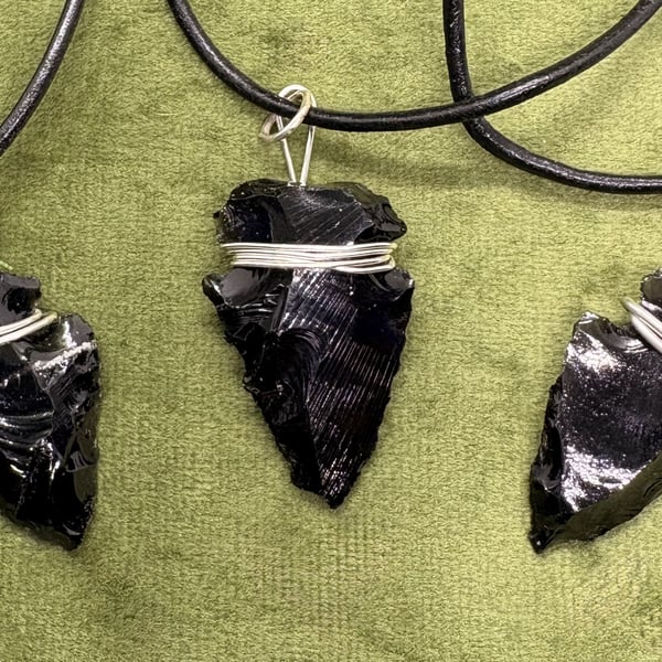 Apache Tears Arrowhead pendant