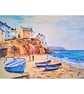 Blank Greetings Card The Beach Cawsand Cornwall From Original Painting size A6 - Image 2