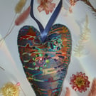 Linen hanging heart decoration 