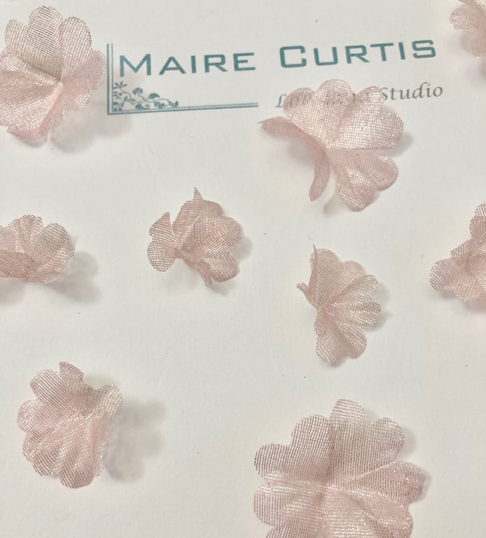 Metallic Silk Silver Pink Cherry Blossom Flowers