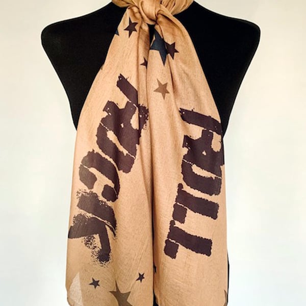 Rock N Roll Scarf Music Fans Vintage Fashion. Brown. Lightweight