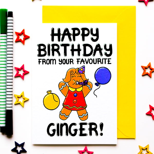 Birthday Card From A Ginger, Funny Birthday Card From A Red Haired Friend