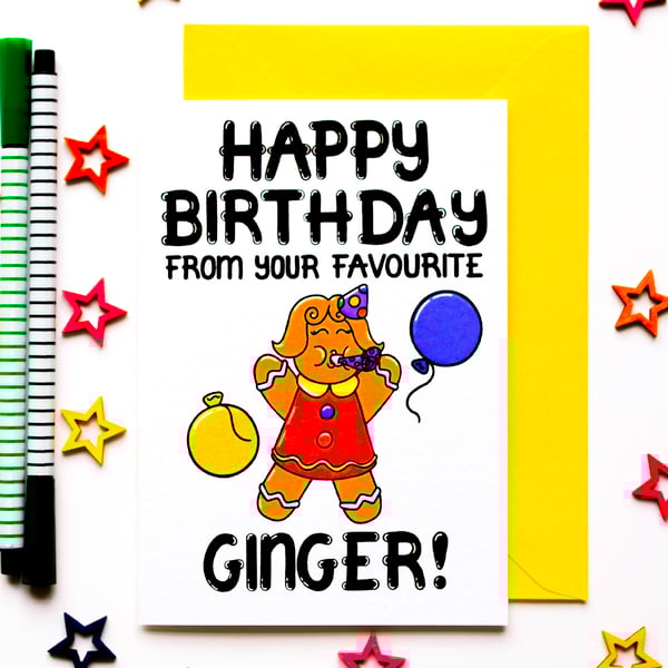 Birthday Card From A Ginger, Funny Birthday Card From A Red Haired Friend