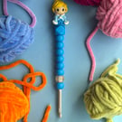 Beaded Blue Princess Crochet Hook - 5mm