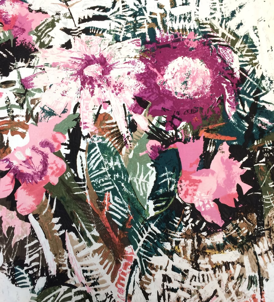 Exotic Pink Green Tropical TROPICANA Sanderson Vintage Fabric Lampshade option