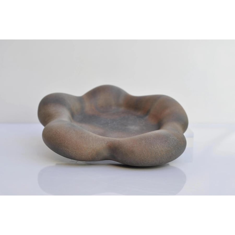 Concrete Tray Flower: Organic Pebble Candle Key & Jewellery Plate