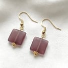 Handmade Square Frosted Glass Mocha Earrings