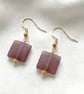 Handmade Square Frosted Glass Mocha Earrings