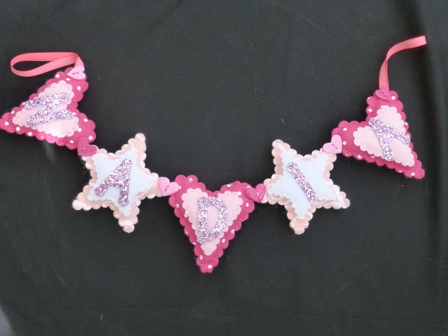Personalised Name banner - Hearts and Stars