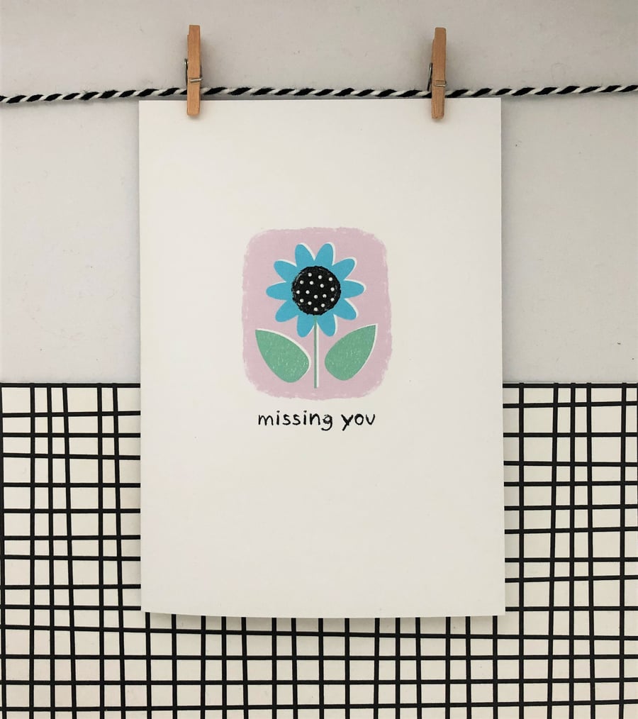 Missing you Card - Wildflower Seed Card - Handmade Card - Floral Card