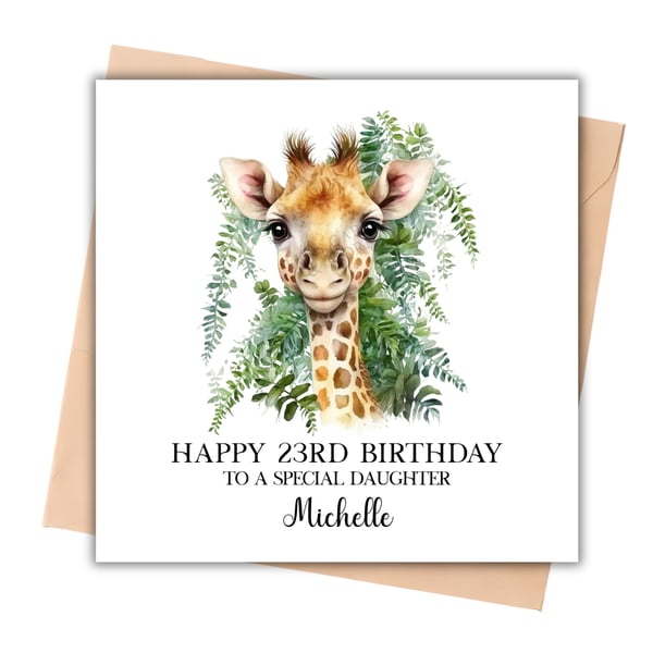 Giraffe Jungle Happy Birthday Card