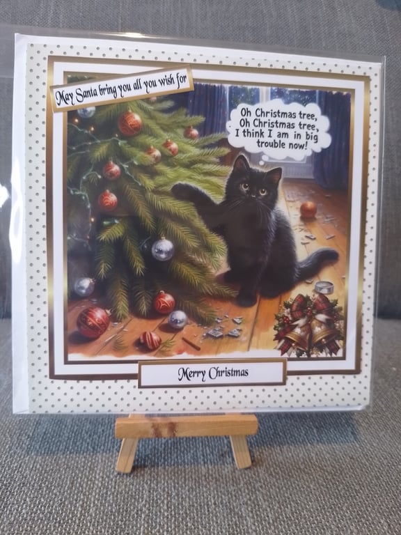 Wrecking the Christmas tree handmade card