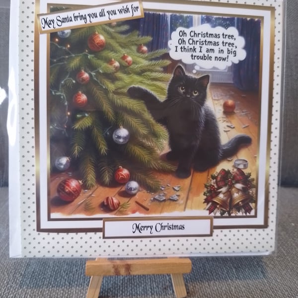 Wrecking the Christmas tree handmade card