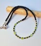 Peridot, Spinel & Onyx Necklace, August Birthday, Anniversary, Gift For Leo. - Image 1