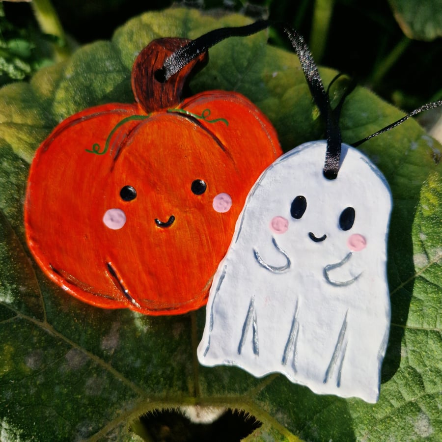 Halloween decorations set, Pumpkin decoration, ghost decoration, Clay decoration