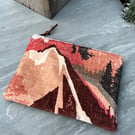 Mountain velvet zip pouch - reclaimed materials