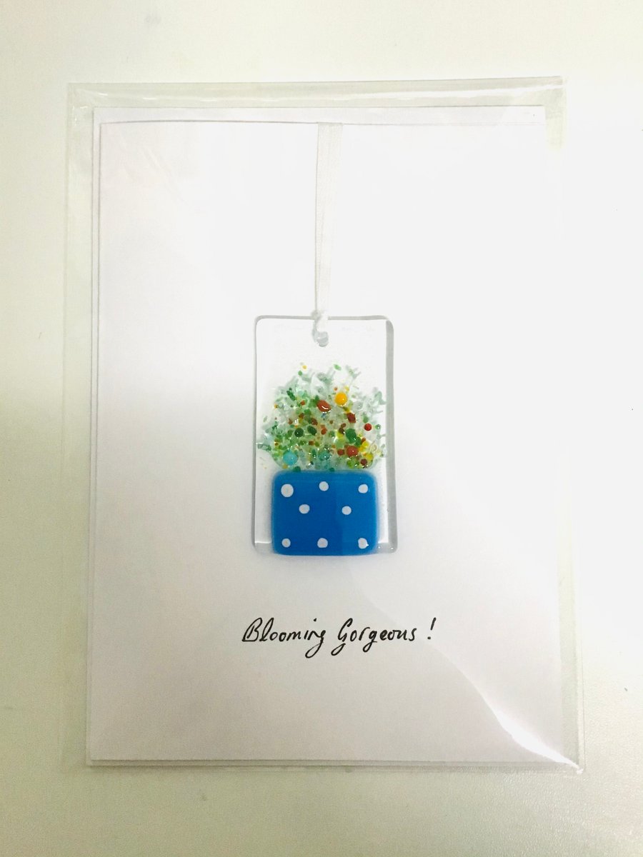Fused glass keepsake cards.”blooming gorgeous”