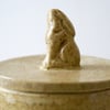 Moon gazing hare ceramic kitchen canister - stoneware pottery jar in brown