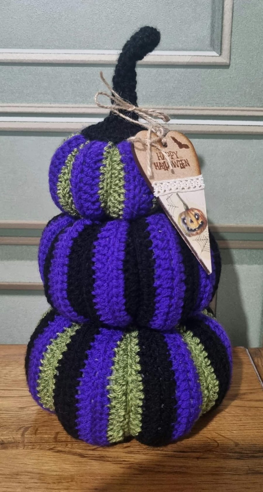 New Large Halloween Crochet Pumpkin Stack 