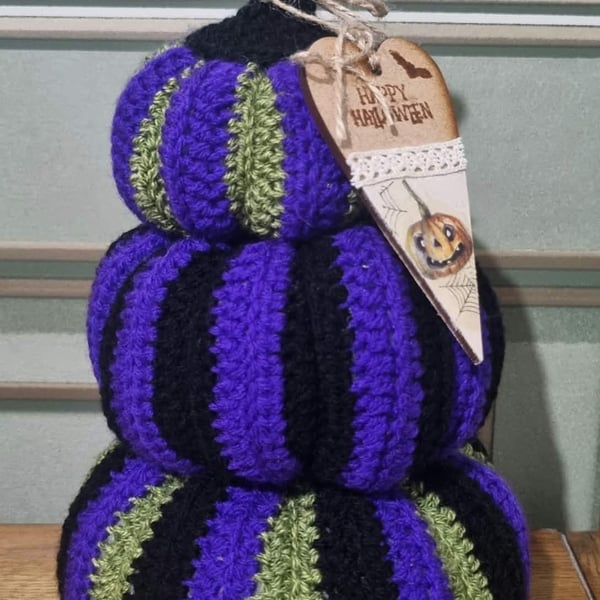 New Large Halloween Crochet Pumpkin Stack 