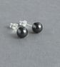 Black Pearl Jewellery Set - Dark Grey Three Strand Necklace, Bracelet and Studs - Image 4