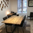 Meeting Room Rustic Table made from Scaffold Boards & Steel Box Section Legs