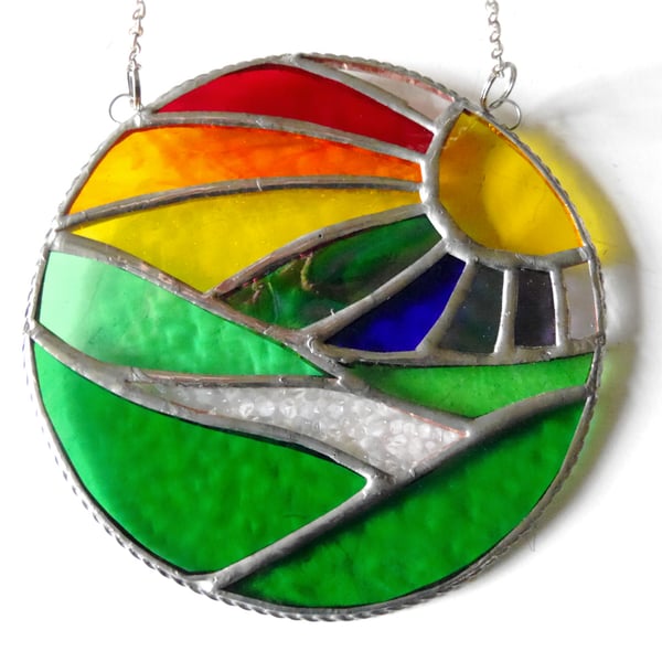 New Day Stained Glass Suncatcher Handmade Rainbow Ring 055