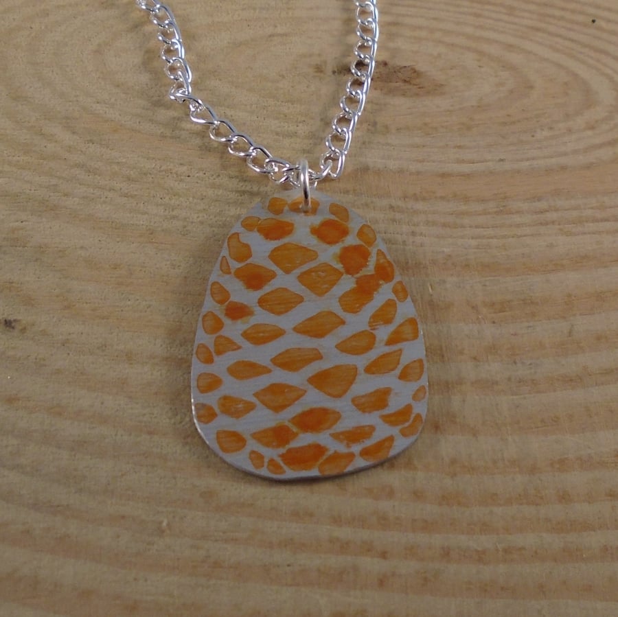 Anodised Aluminium Orange Pine Cone Necklace AAN022206