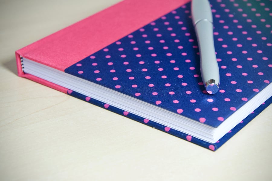 A5 Quarter-bound Hardback Notebook with fabric cover