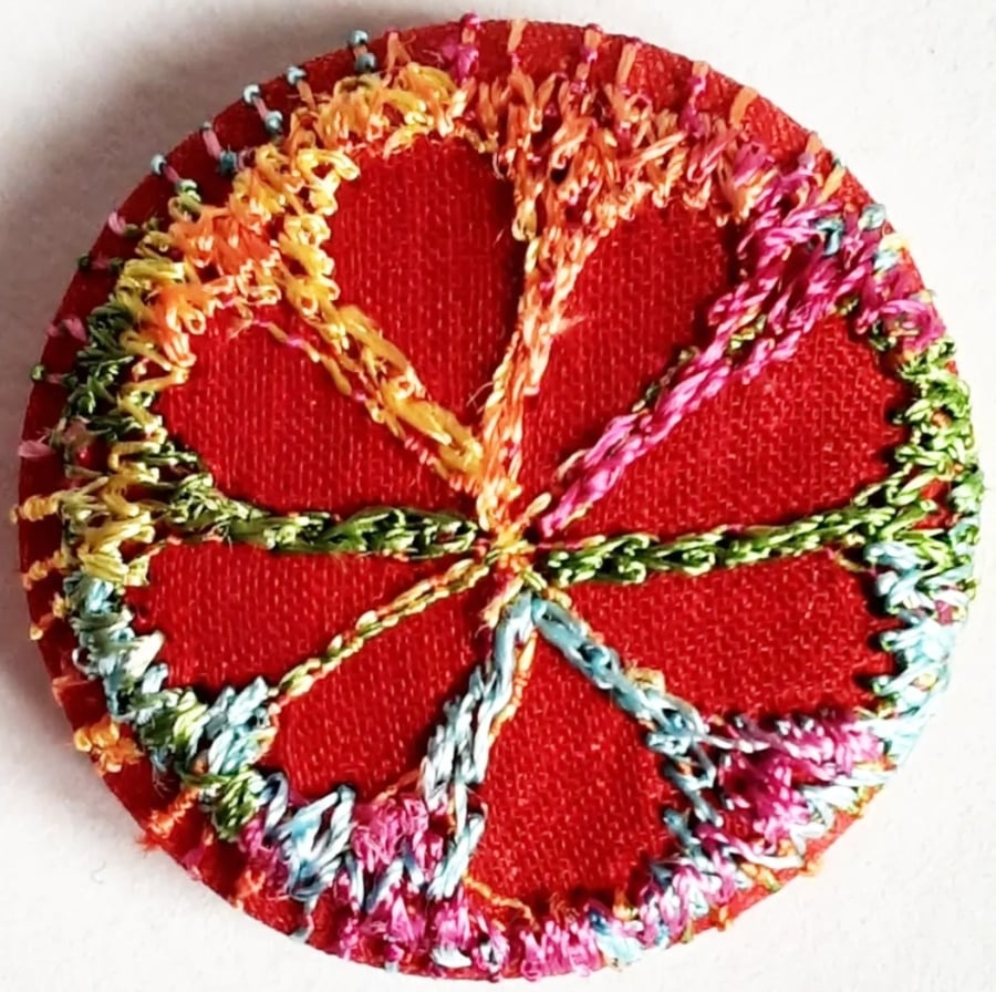 Buttons 1 inch button Hand Dyed Silks and Cottons Free Machine Embroidery Button