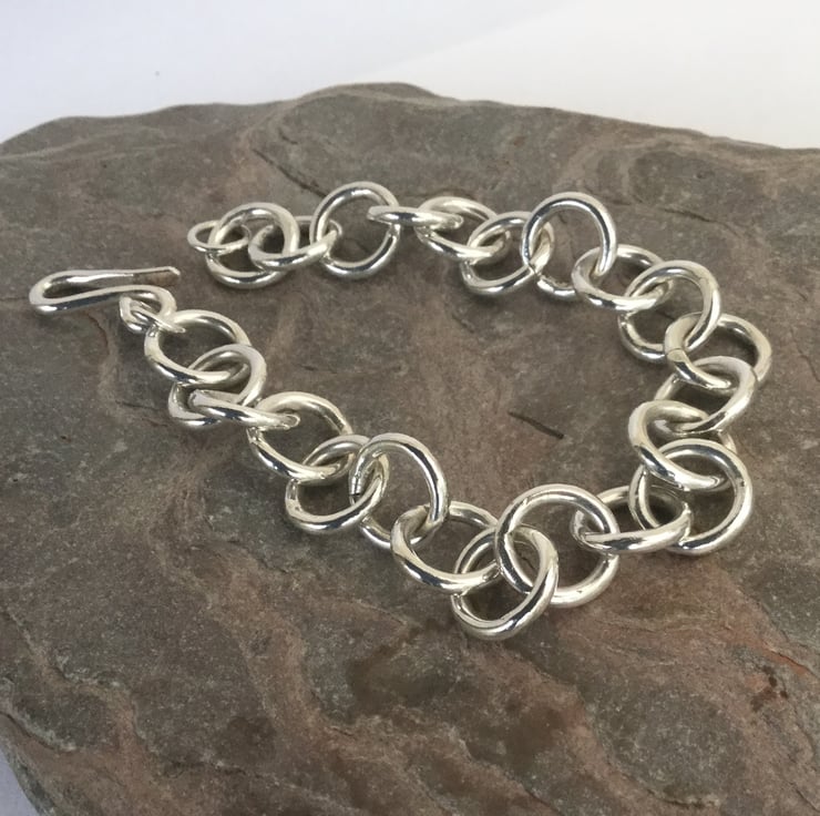 Sterling Silver Chunky Chain Link Bracelet, Cla... - Folksy