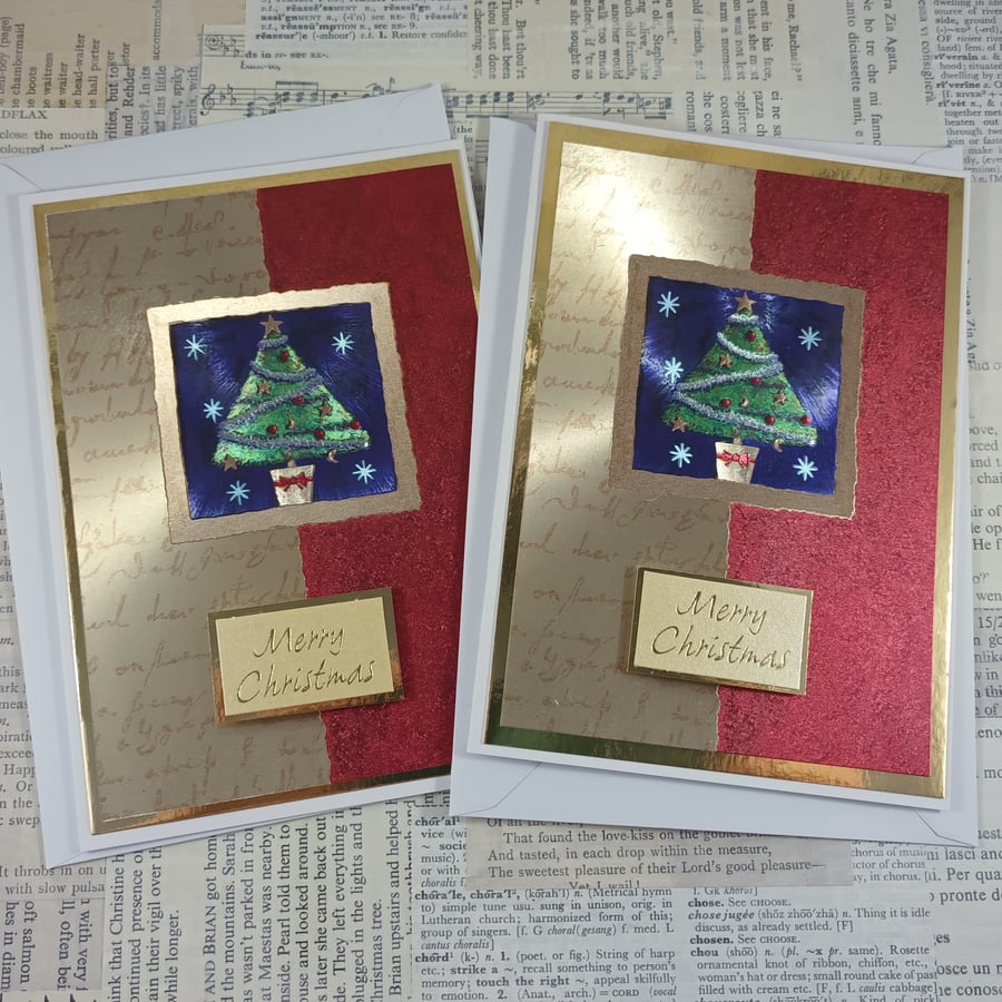 Pack of 2 foiled Christmas cards