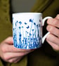 Set of 4 fine bone china mugs, blue and white, Nature inspired mugs. - Image 6