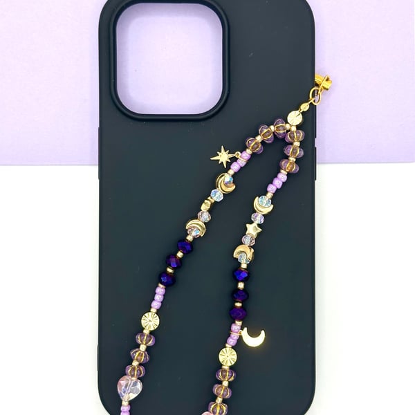 Celestial Moon and Stars Phone Charm