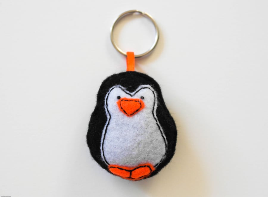 Seconds Sunday Felt Handmade Penguin Keyring, Kawaii Penguin Key