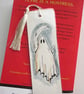 Hand painted watercolour ghost bookmark with cream Tassel