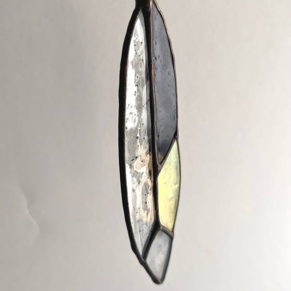 Black and silver stained glass feather decoration - Perfectly Imperfect