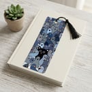 Cat Among the Pigeons Bookmark with Tassel, Black Cat and Pigeon Design