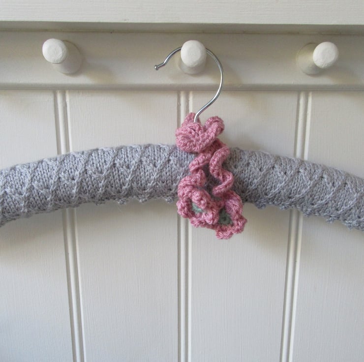Knitted trellis and daisy ladies coat hanger Folksy