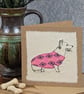 Corgi - blank card - handmade stitched dog card, birthday card, greetings card