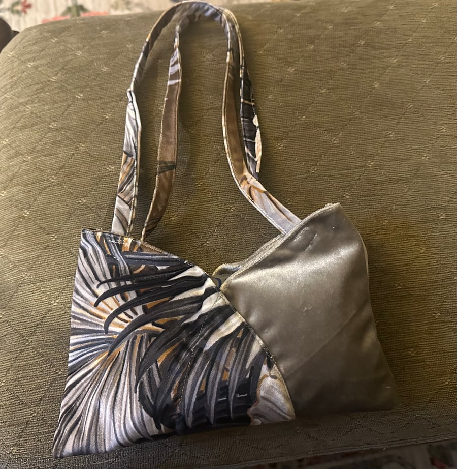 Small Grey Velvet Handbag