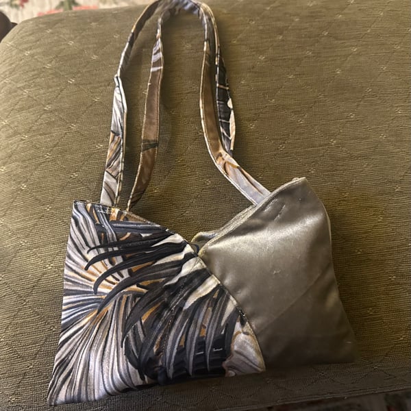 Small Grey Velvet Handbag