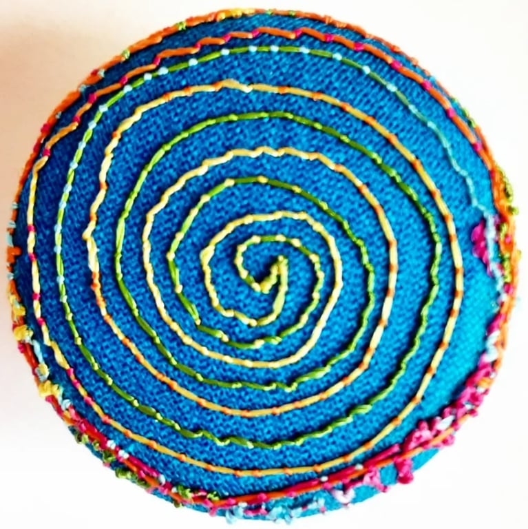 Buttons 1 inch button Hand Dyed Silks and Cottons Free Machine Embroidery Button