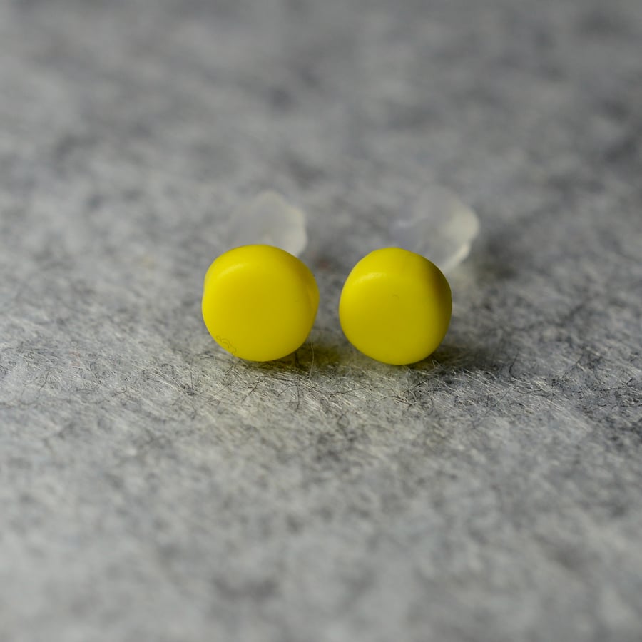 Bright Yellow Polymer Clay Earrings 